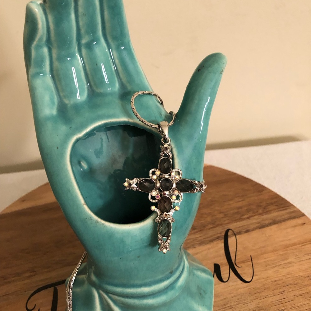 Silvertone Cross And Chain - image 6